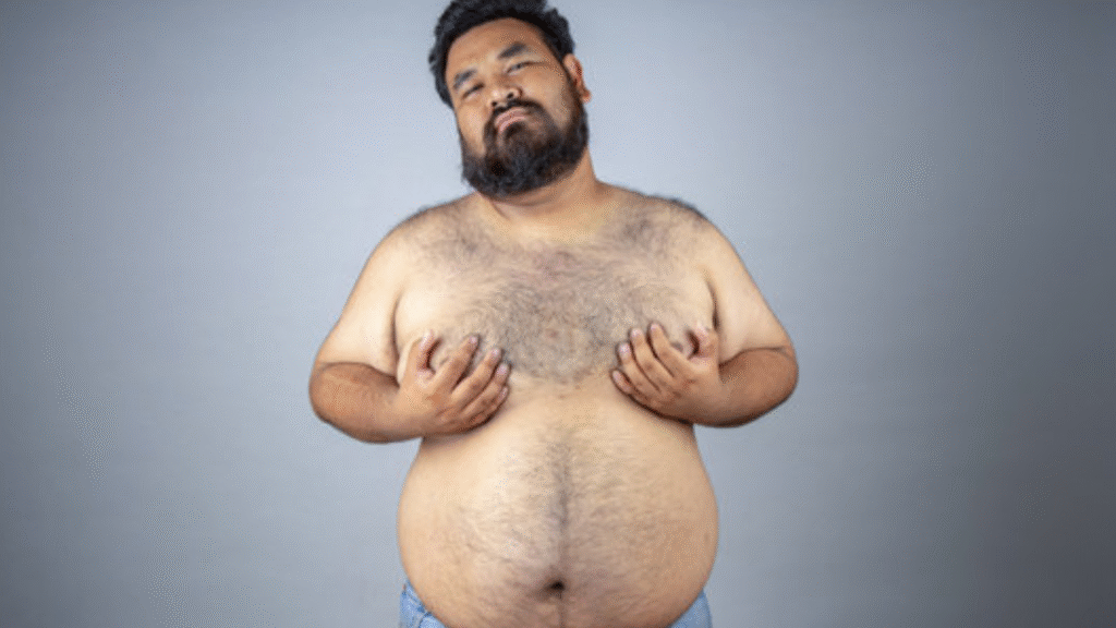 मोटे व्यक्ति का फोटो दिखाया गया है!